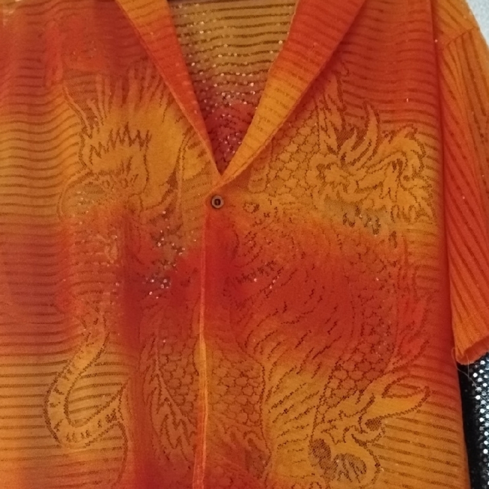 Orange Sheer Dragon Shirt